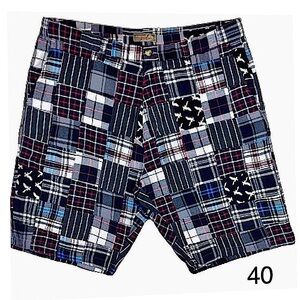 SIEGFRIED Men’s VINTAGE Patchwork Plaid Madras Flat Front Shorts Size 40